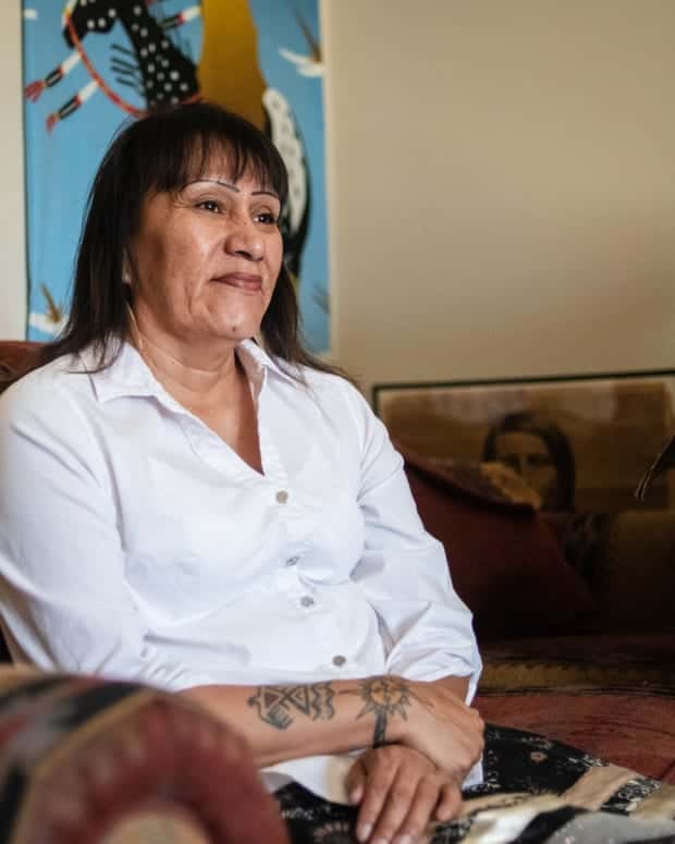 Carla Respects Nothing, from the Oglala Lakota Tribe in South Dakota, is a housing consultant for the Native American Housing Circle. Respects Nothing, who was once homeless, hopes to see a space for cultural reunification as part of the Housing Circle’s efforts to create affordable housing opportunities for Native American people in the Denver metro. “For the treaty tribes and the ones that were massacred, I just kind of want to honor their people — It’s sad for them to have to leave their homelands,” Respects Nothing said. “But we’re still here.” (Olivia Sun, The Colorado Sun via Report for America)