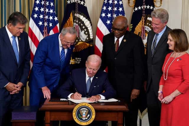 President Joe Biden signs the Inflation Reduction Act into law last month. While the law is a major investment in climate action, it also expands extractive activities that already regularly impact landscapes and wildlife that are critical for tribal cultural practices. 

Yuri Gripas/Sipa via AP Images