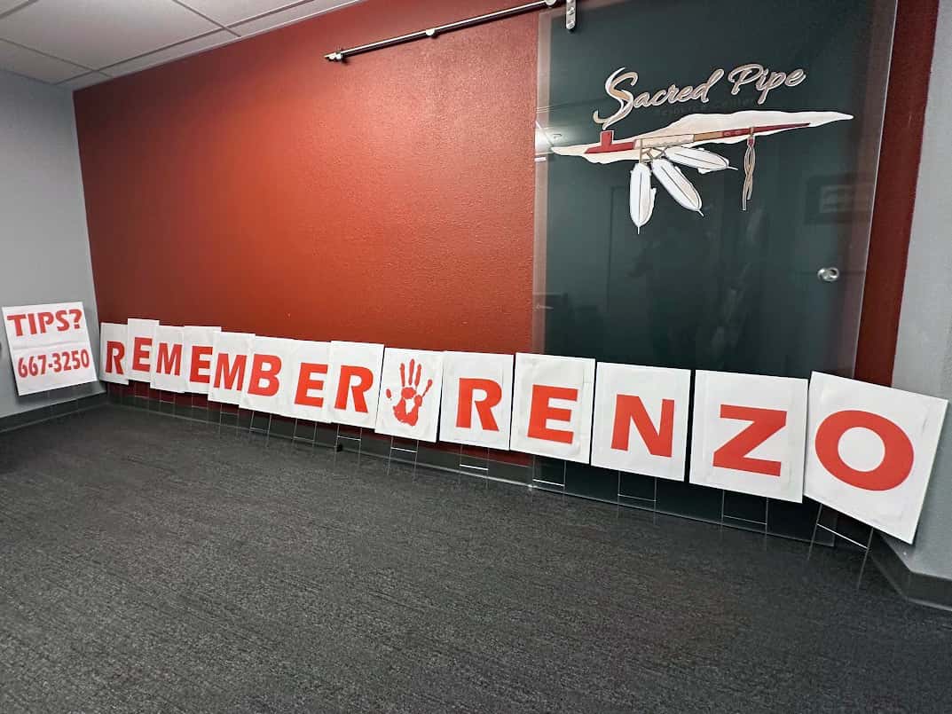“Remember Renzo” signs are designed to stay lit at night, Sept. 4, 2025. (Buffalo’s Fire Photo/ Brian Bull)