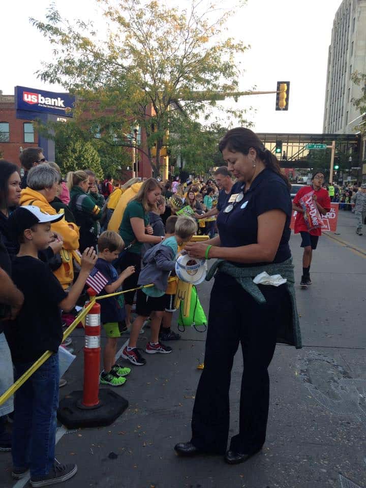 Ruth Buffalo participates in North Dakota State University Homecoming Parade in Fargo, N.D. on Oct 7. 