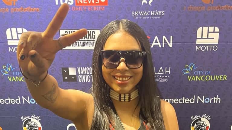 Oglala Lakota musician, Stella Standingbear, took home two awards from the third annual International Indigenous Hip Hop Award Show in Vancouver, Canada in August. (Photo courtesy of Stella Standingbear)