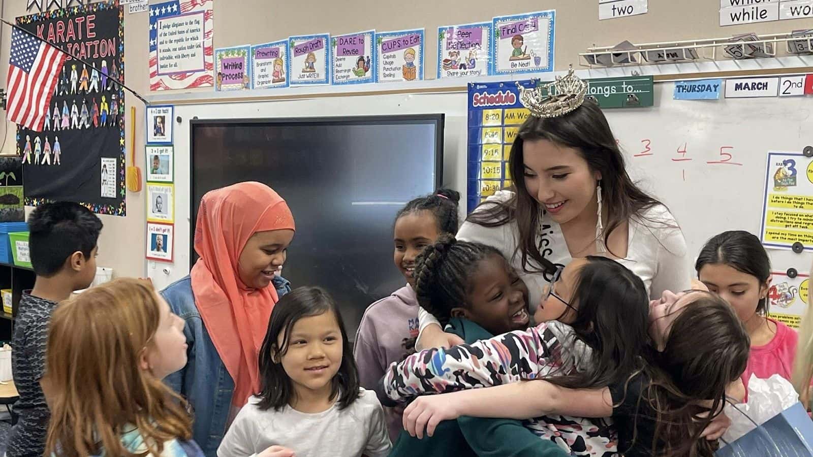 Since Gabriella Lilley began Younity Embracing Diversity, she has spoken to about 600 students across North Dakota, including youth at Central Elementary in Grand Forks. (Photo courtesy of Gabriella Lilley, photo by Ashley Hall)