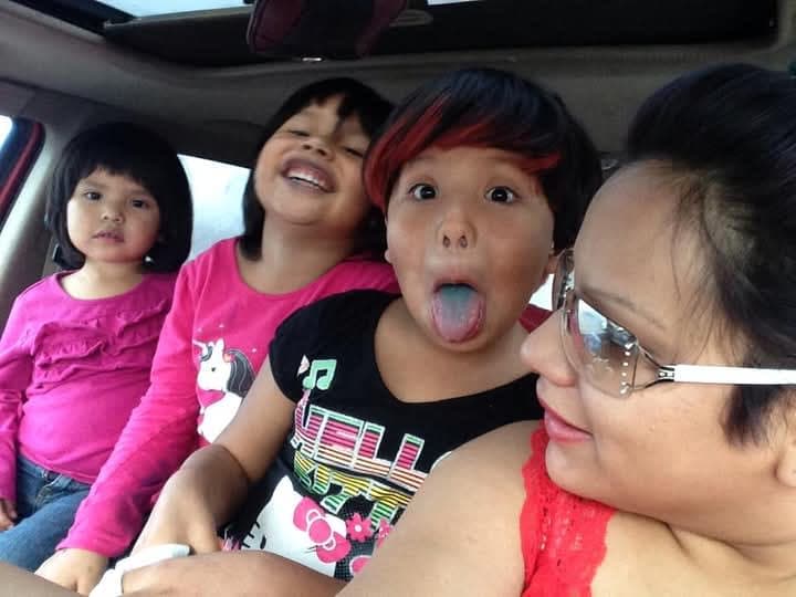 Xia Bravebull and her children. 