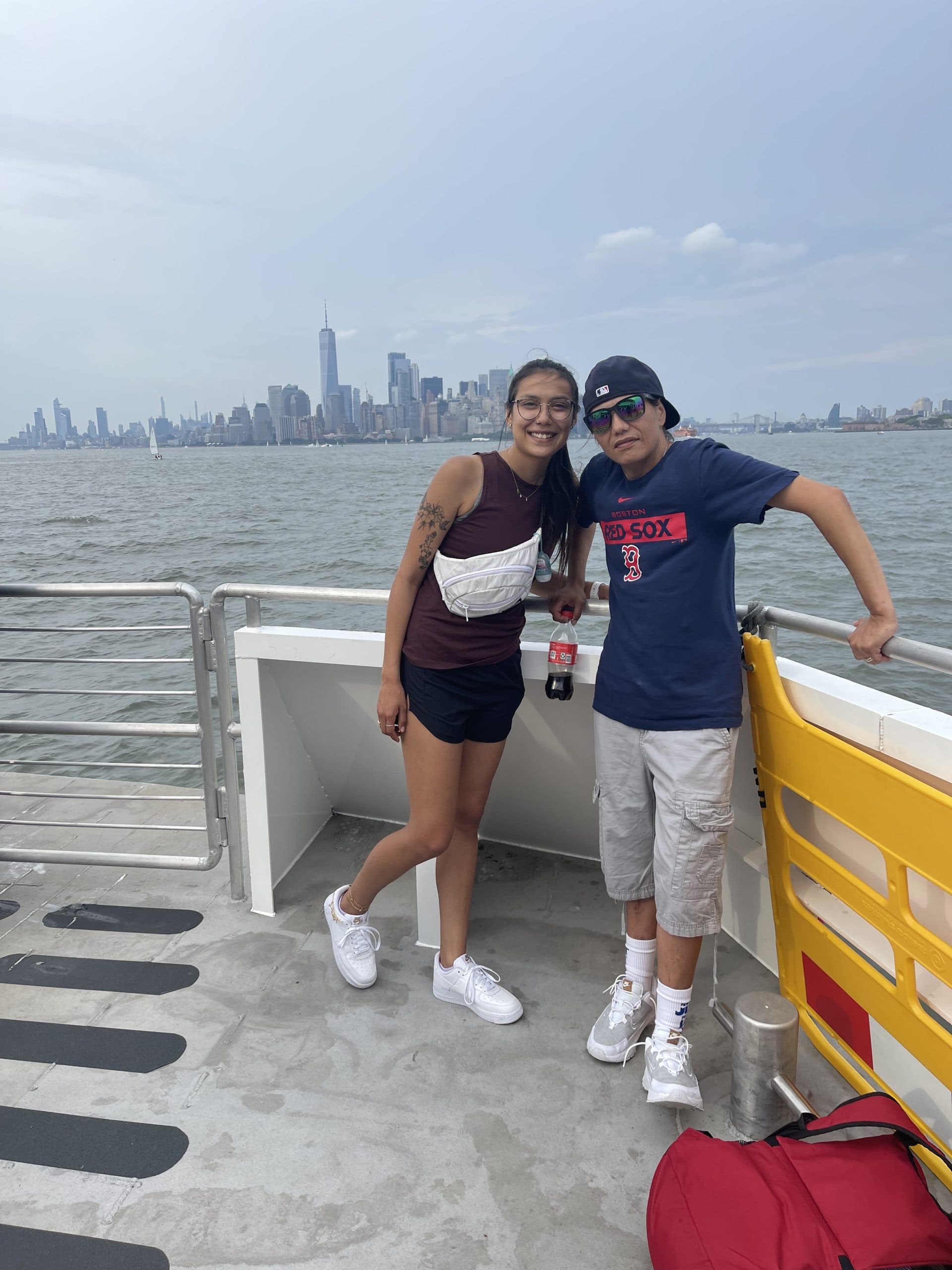 Alayzia Parisien and her mom, Kristin Bruce, take a New York City ferry ride, 2022.