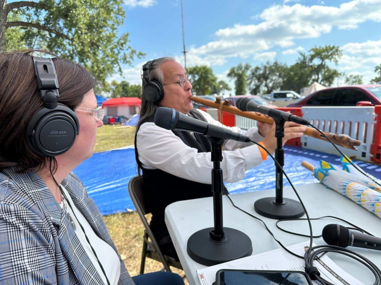 Dakota Goodhouse plays the flute during the live coverage of the event. (Sept. 6.) (Buffalo’s Fire Photo/Brian Bull)