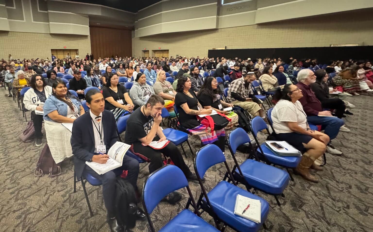 United Tribes Technical College students fill many of the seats at Wednesday’s opening session of the Tribal Leaders Summit in Bismarck, North Dakota.