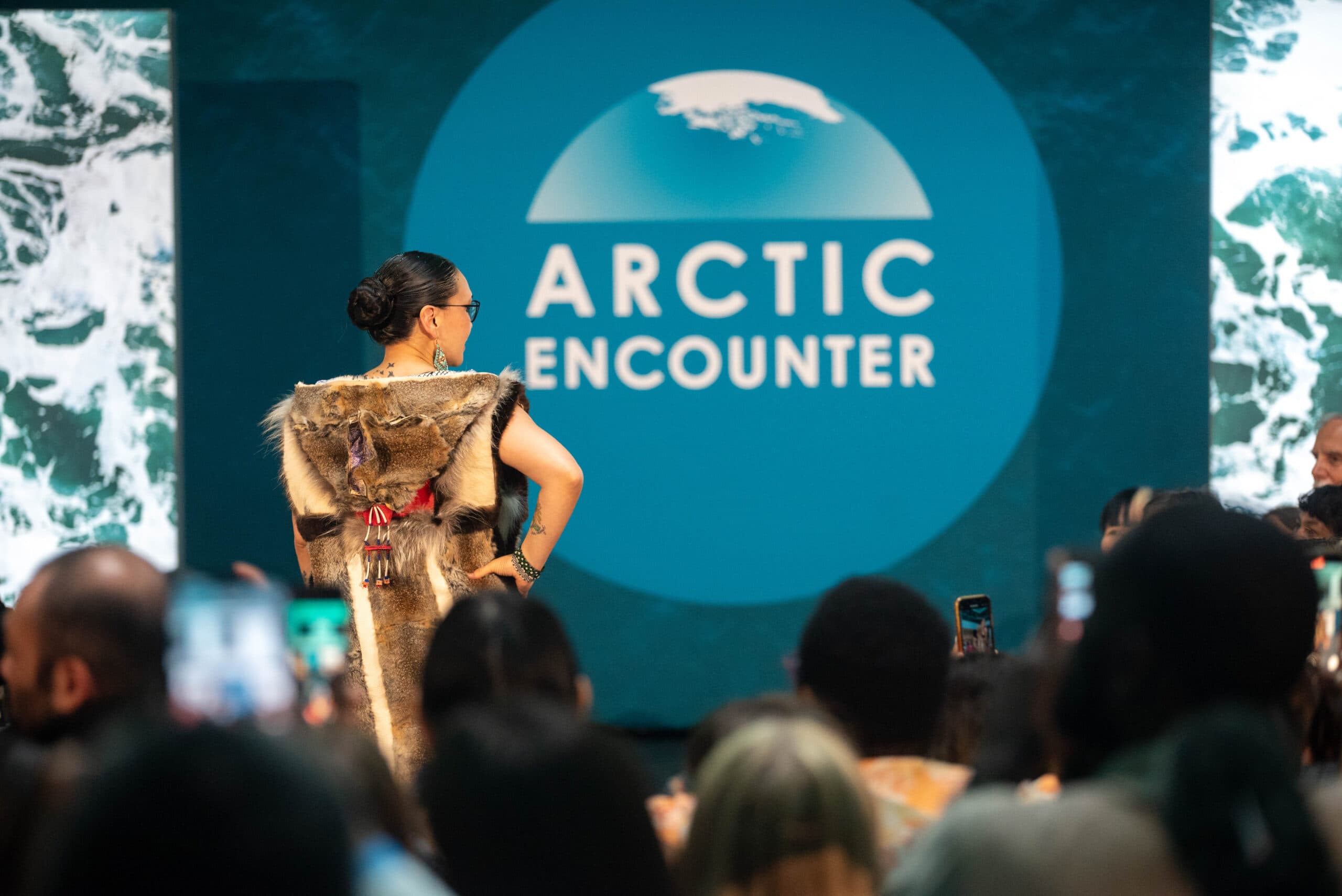 A parka made by Merna Lomack Wharton, Yup’ik, was featured at the Far North Fashion Show in Anchorage, Alaska, Wednesday, July 30, 2025. (Photo credit: Matt Waliszek) 