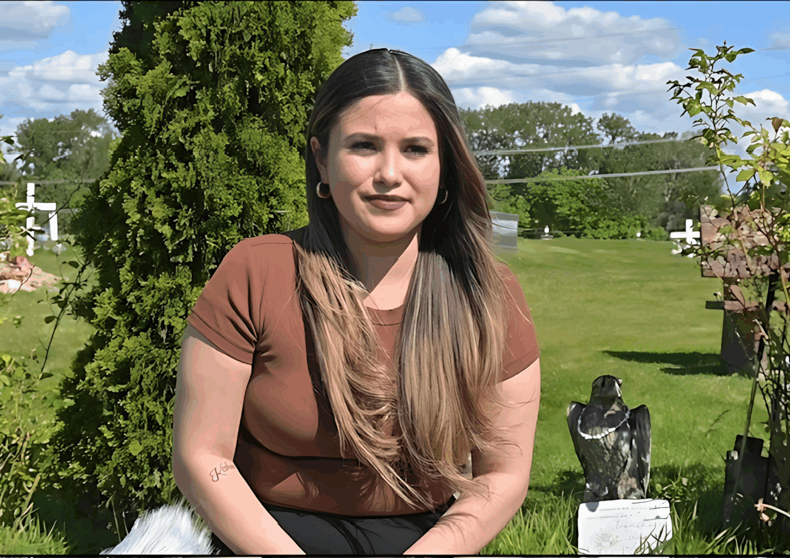 Y-askdt Spirithawk in her family’s plot in the Puyallup Tribal Cemetery, Sunday, May 4, 2025. (Photo credit: Frank Hopper)