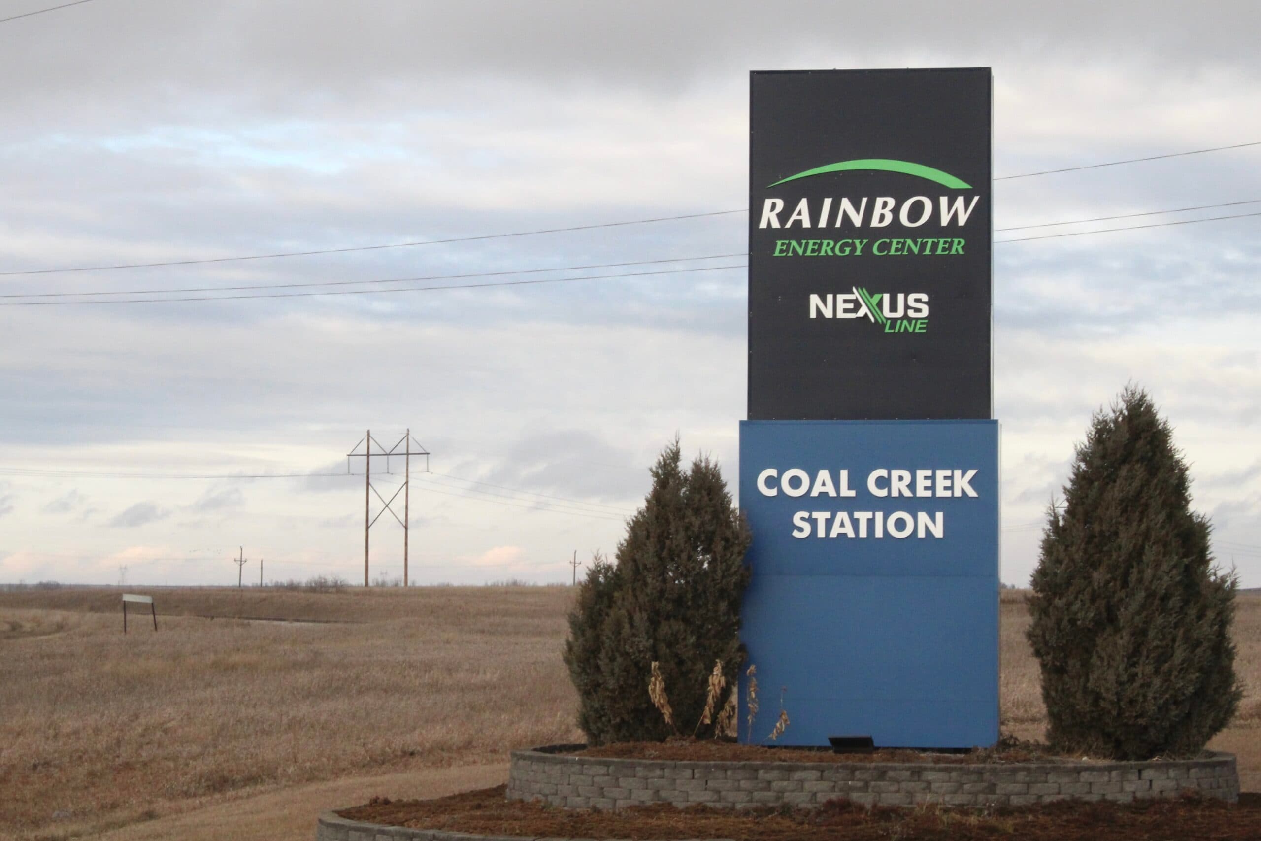 Entrance to the Coal Creek Station run by Rainbow Energy Center, Underwood, North Dakota.