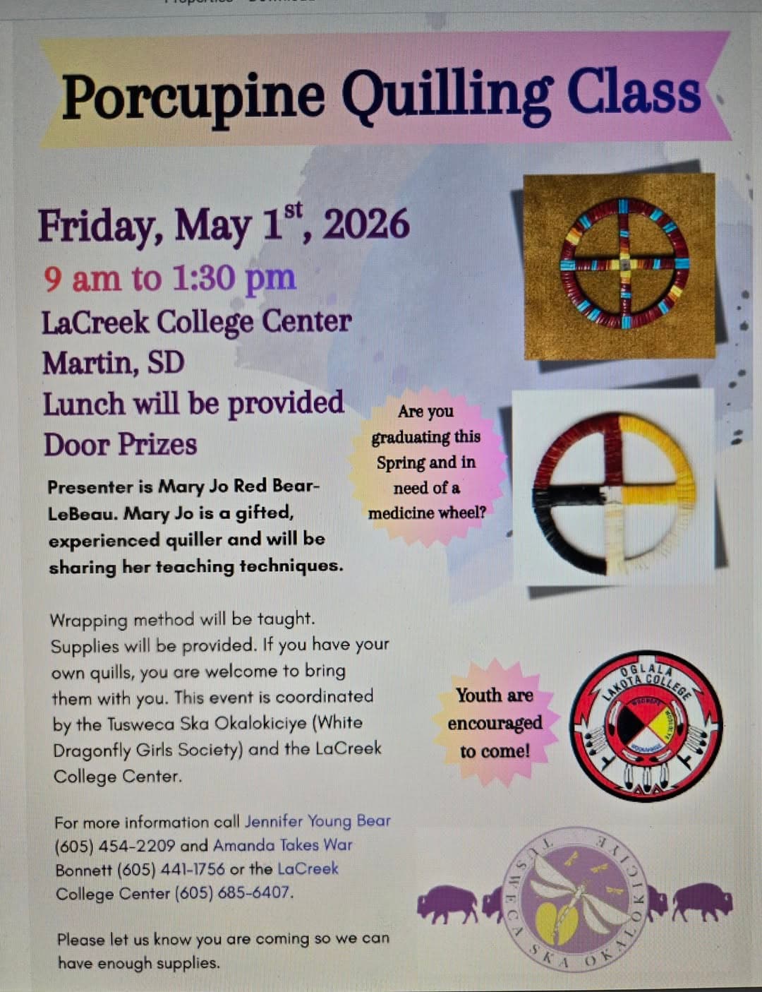 Porcupine quilling class set for May 1 in Martin