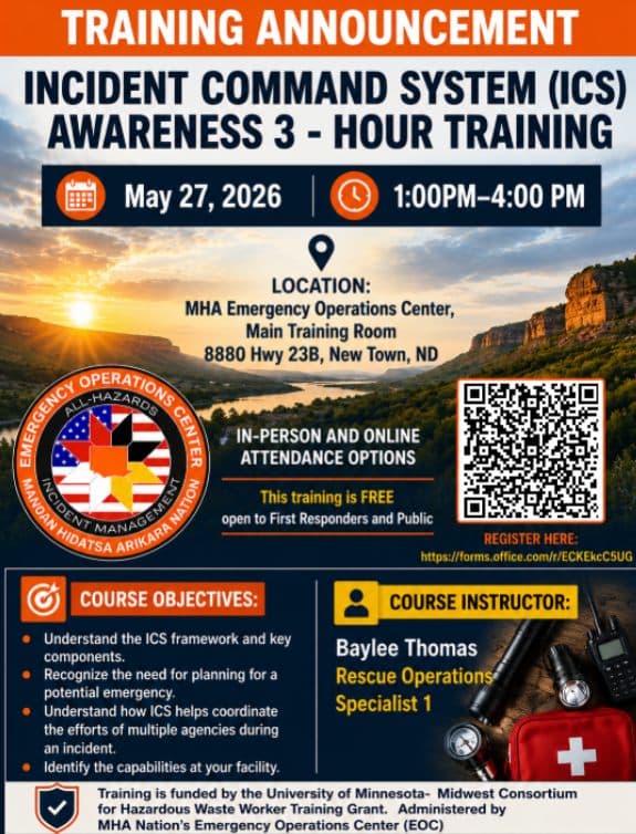 MHA Nation to host incident command system training in New Town