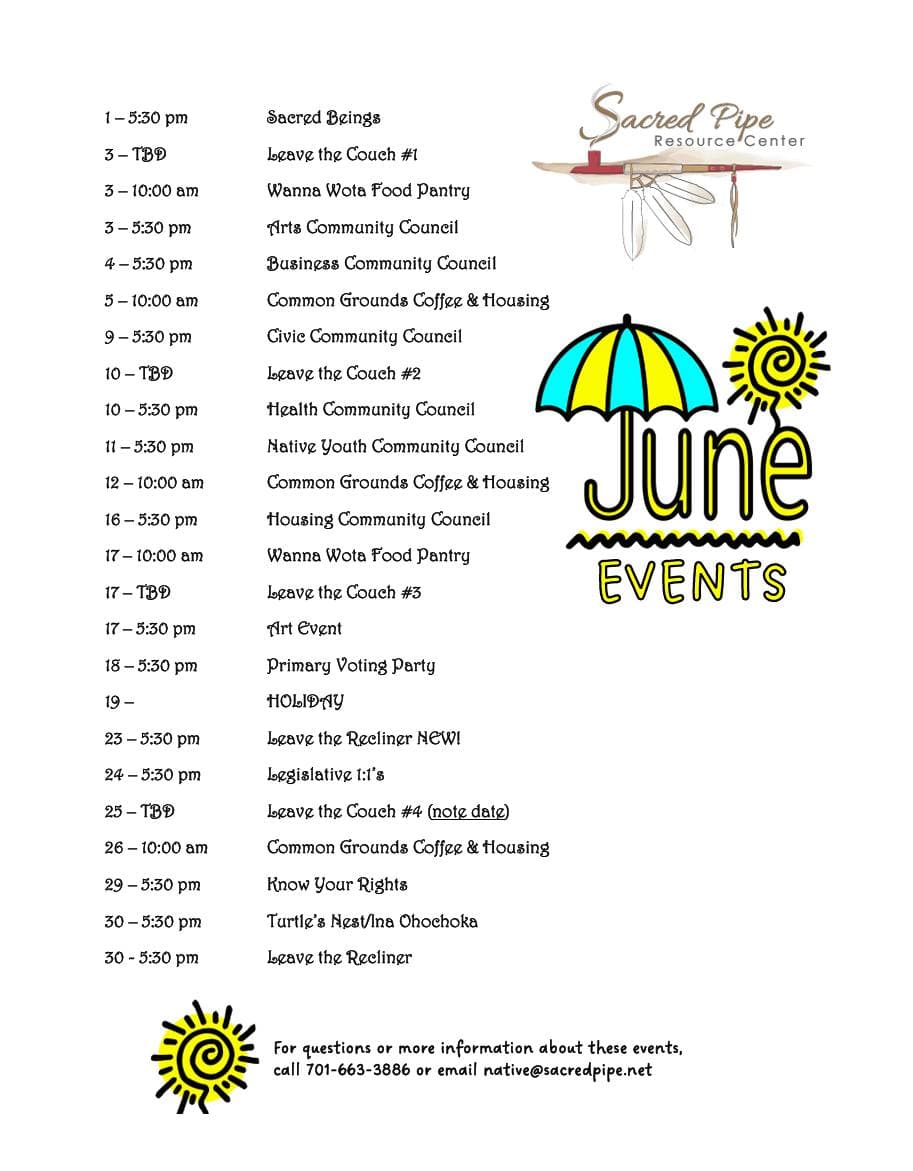 Sacred Pipe Resource Center releases June community events schedule
