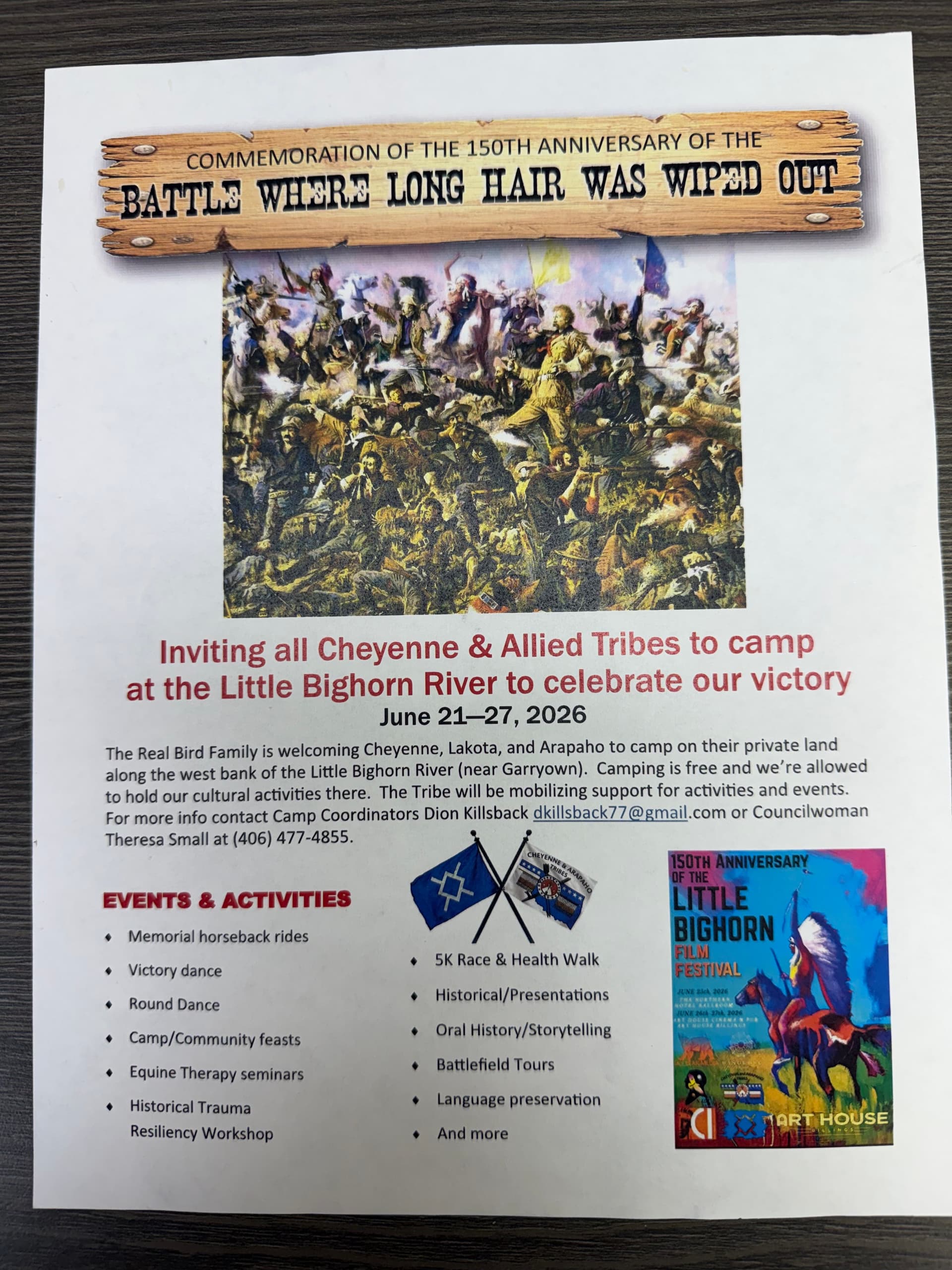 Cheyenne and allied tribes invited to camp along Little Bighorn River during 150th anniversary commemoration