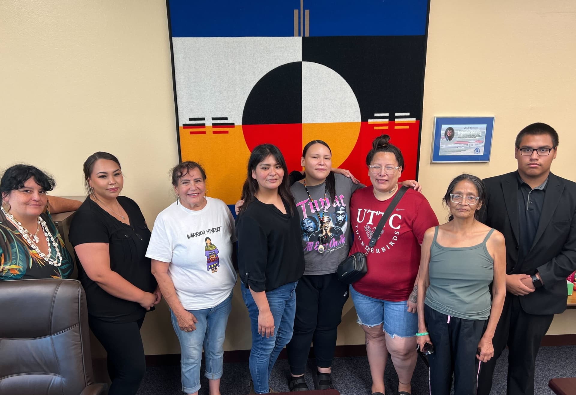 Community members and new Documenters gathered for a group photo after the Fort Yates meet and greet on July 31. (Photo credit/ Erin Hoover Barnett)