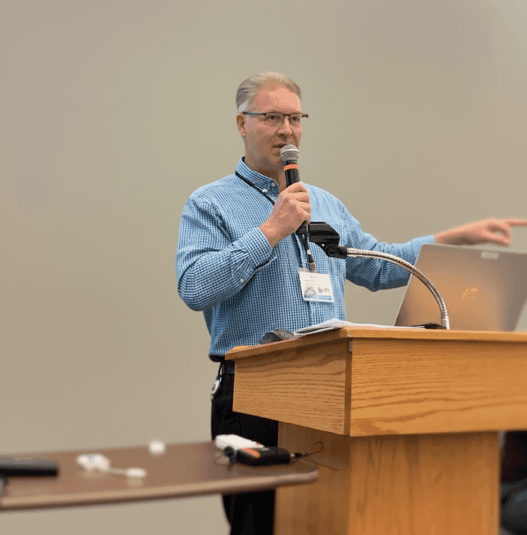 Caption: Nick Hill speaks about tribal data infrastructure at the UTTC Tribal Leaders Summit, Sept. 4, 2025. (Buffalo's Fire/Jolan Kruse)