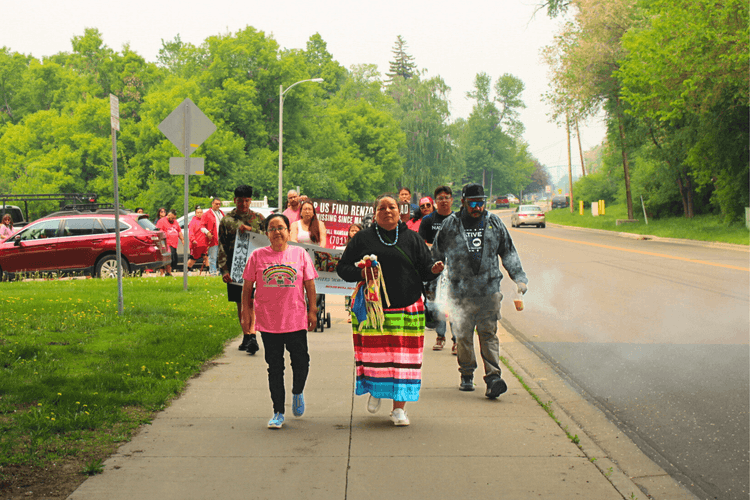 Renzo Bull Head's family leads the MMIP awareness walk May 31. / Photo credit: Castle Fox