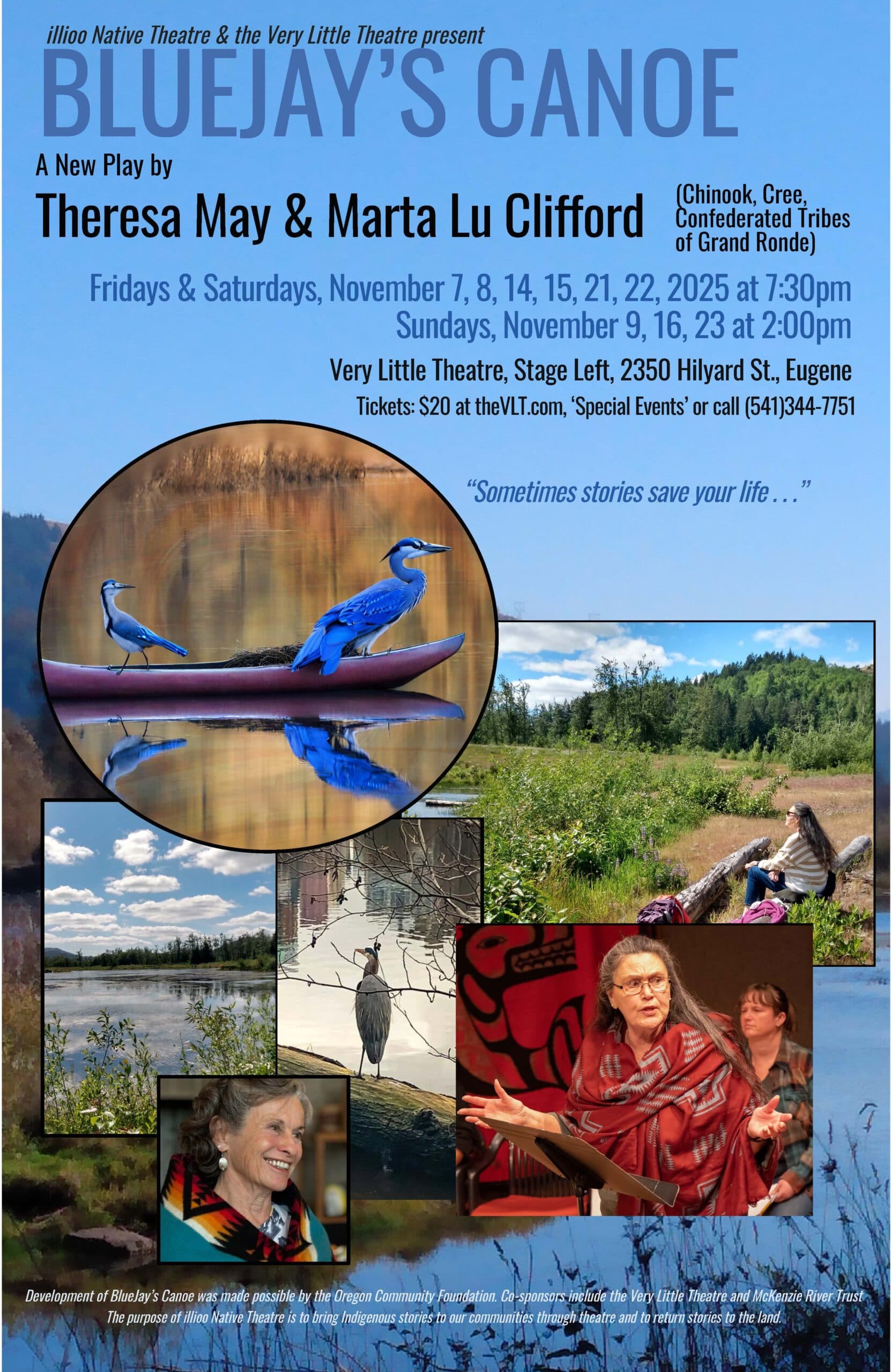 Promotional poster for “BlueJay’s Canoe,” a collaborative production between VLT and illioo Native Theater. (Photo courtesy of Theresa May)