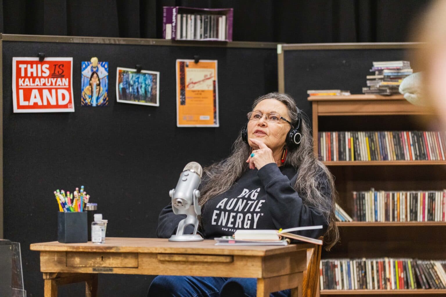 Marta Lu Clifford as Goldie during a rehearsal of “BlueJay’s Canoe,” Wednesday, Oct. 15, 2025. (Photo by Issac Arias)