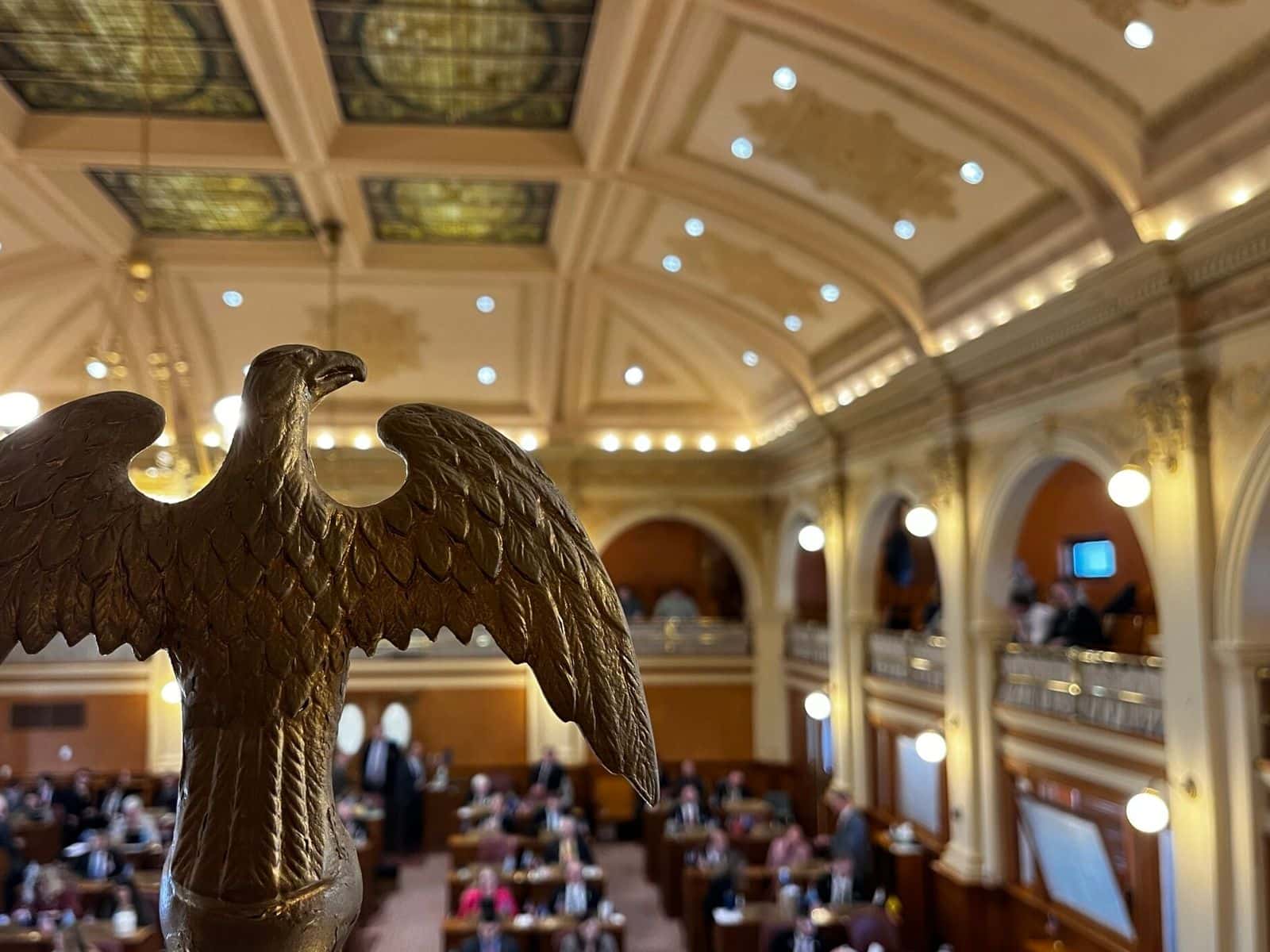 The South Dakota House of Representatives chamber at the Capitol in Pierre.