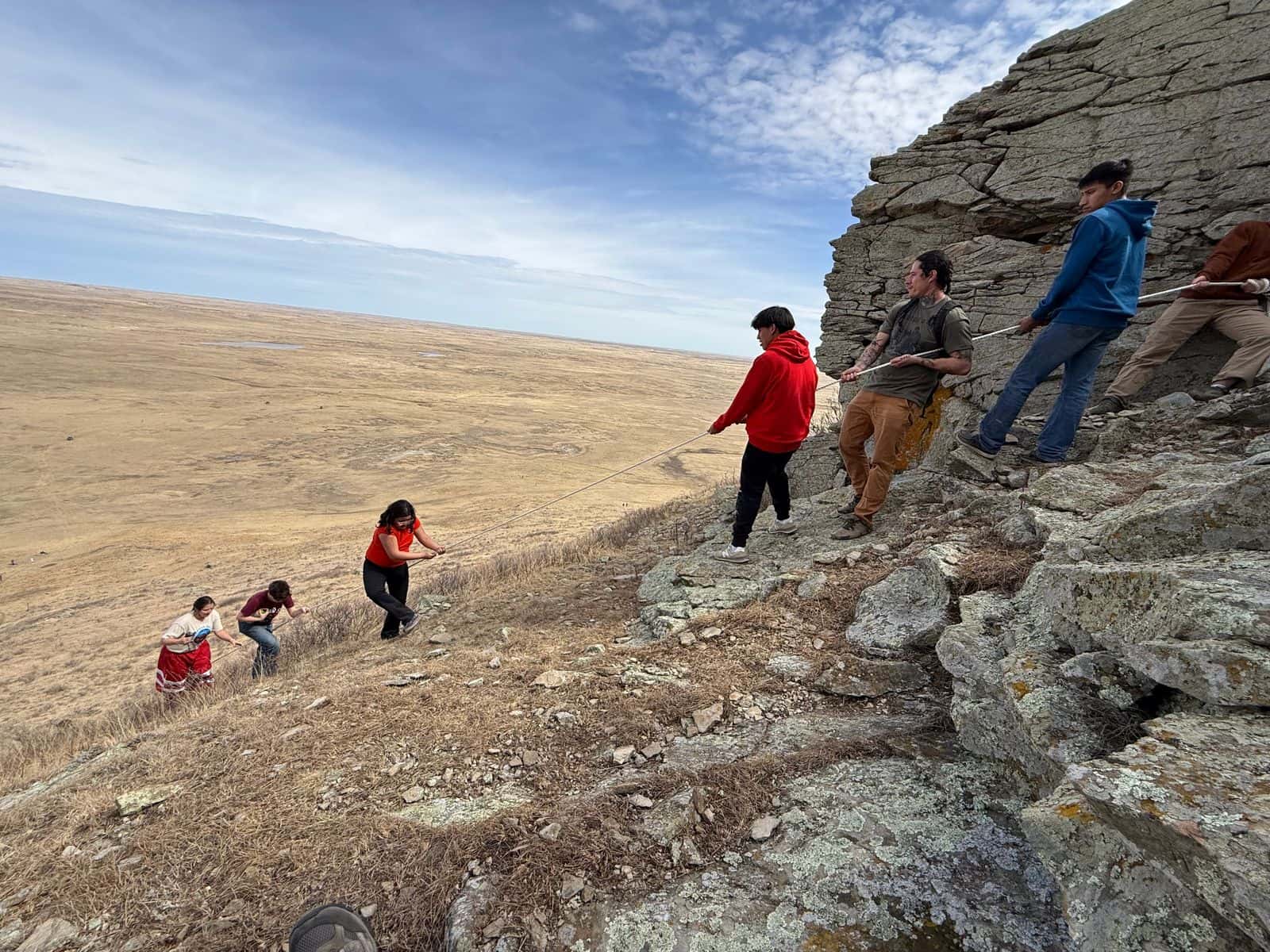 When there is a butte to climb, it’s a lot easier to when people are there to help get to the top as in this photo at Thunder Butte on the Cheyenne River Reservation in South Dakota.