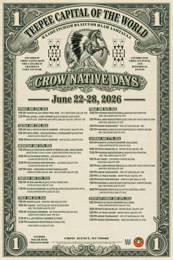 Crow Native Days scheduled for June 22-28 in Crow Agency