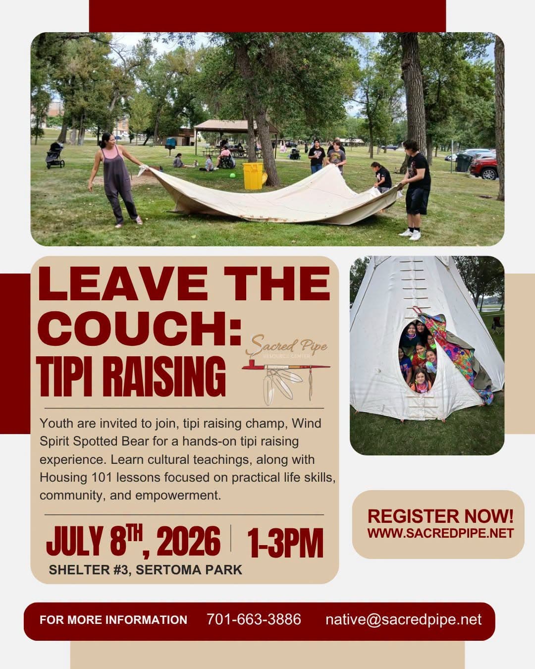 Sacred Pipe Resource Center to host youth tipi raising workshop