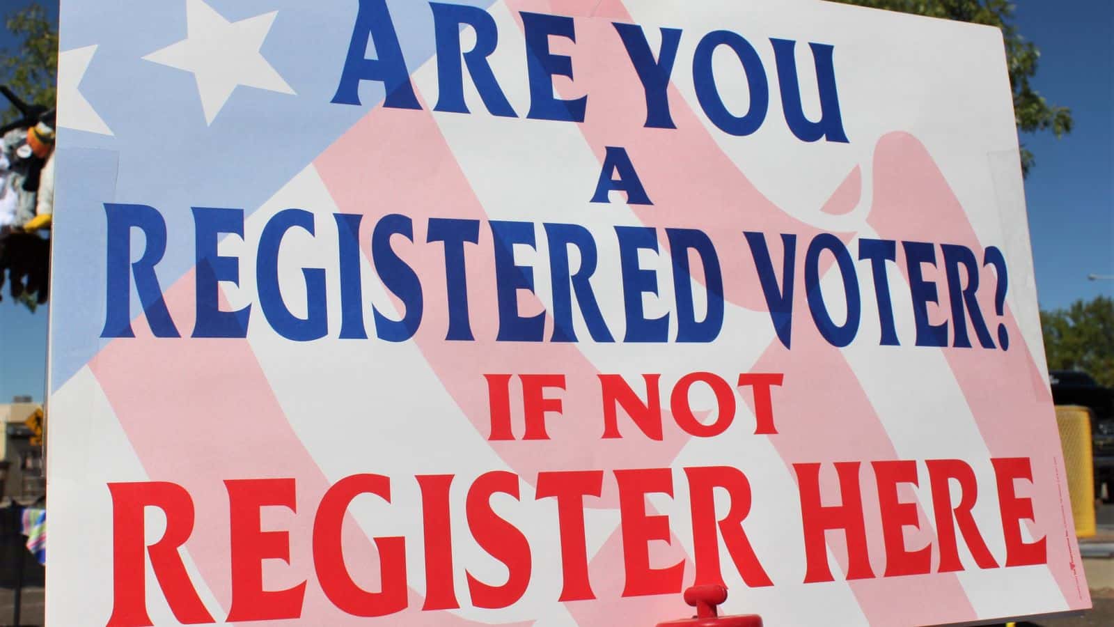 Voter registration sign