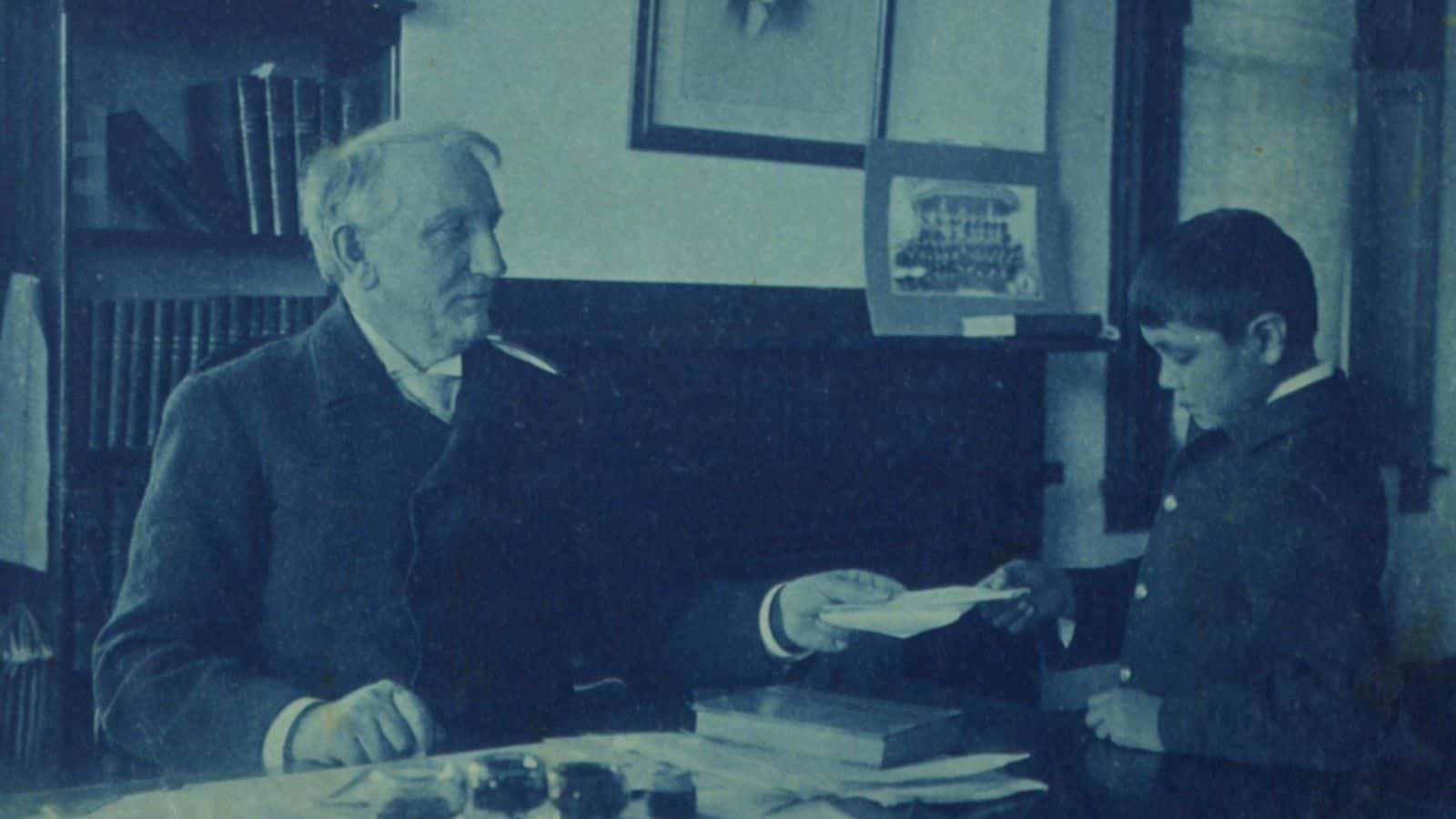 U.S. Army general Richard Henry Pratt is seen here with an Indian boarding school student, circa 1880. Pratt was the founder of the Carlisle Indian Industrial School and advocated
the Kill the Indian -- Save the Man approach to the education of Indian children. Photo: U.S. Military Institute, U.S. Army Heritage and Education Center, Carlisle, Pennsylvania