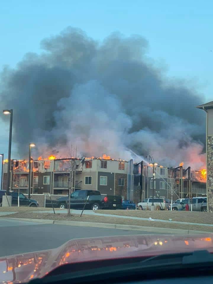 An Easter Sunday fire raged through Hawk Estates Building 2 in New Town, N.D. on the Fort Berthold Reservation.