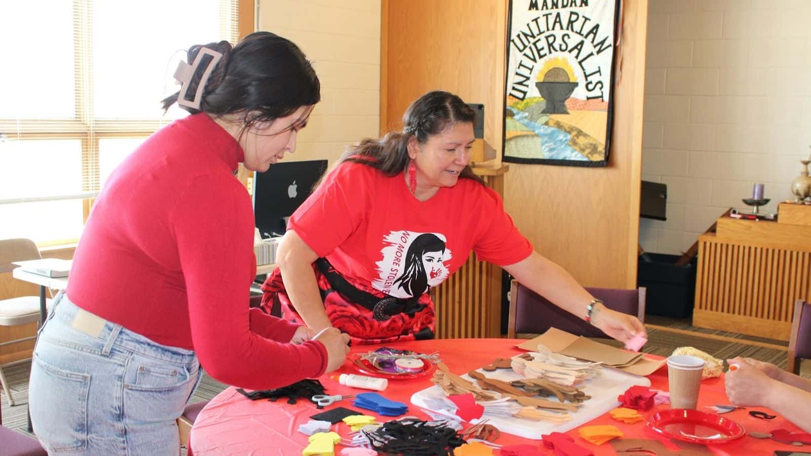 Leta Killer (center) came out to the Faceless Doll Project in Bismarck on May 4 to tell the story of her two relatives who had been killed. Photo credit/ Adrianna Adame