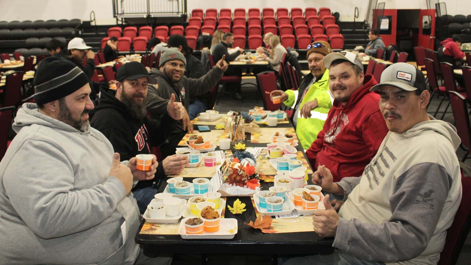 UTTC staff enjoy a tasting menu feast of dishes honoring the five tribes of North Dakota made by UTTC sustainable agriculture students at the “Taste the Earth” event, Bismarck, North Dakota, Tuesday, Nov. 25, 2025. (Gabrielle Nelson/Buffalo’s Fire)