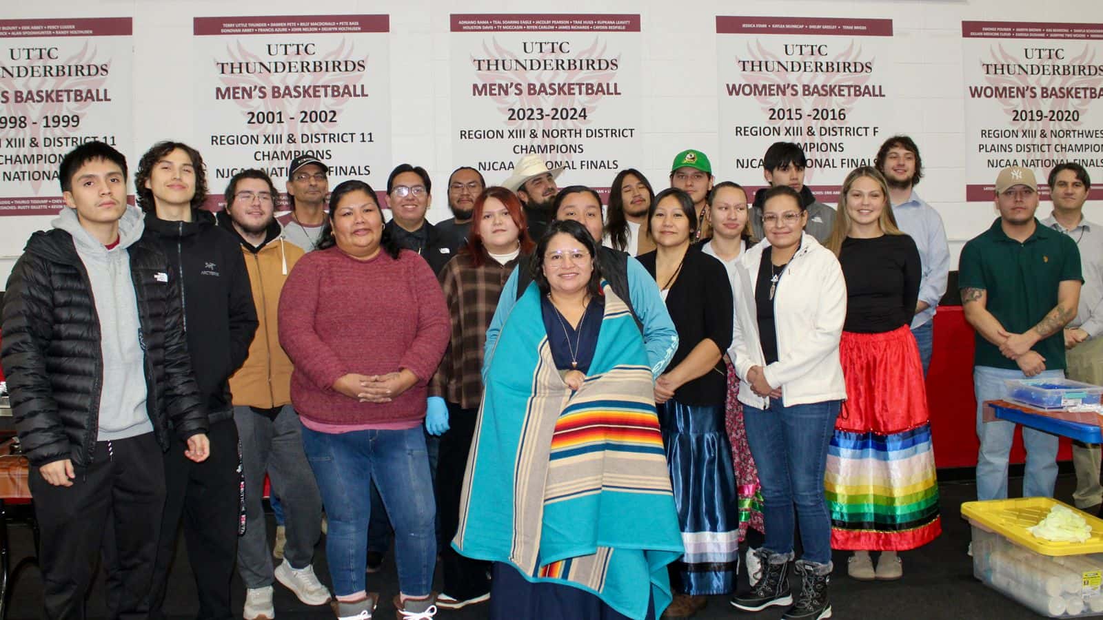 UTTC sustainable agriculture students gifted Sonia Ciaverella with a quilt, Bismarck, North Dakota, Tuesday, Nov. 25, 2025. Ciaverella is the food sovereignty coordinator and professor who organized the “Taste the Earth” event.