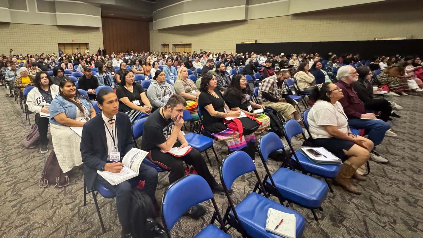 United Tribes Technical College students fill many of the seats at Wednesday’s opening session of the Tribal Leaders Summit in Bismarck, North Dakota.