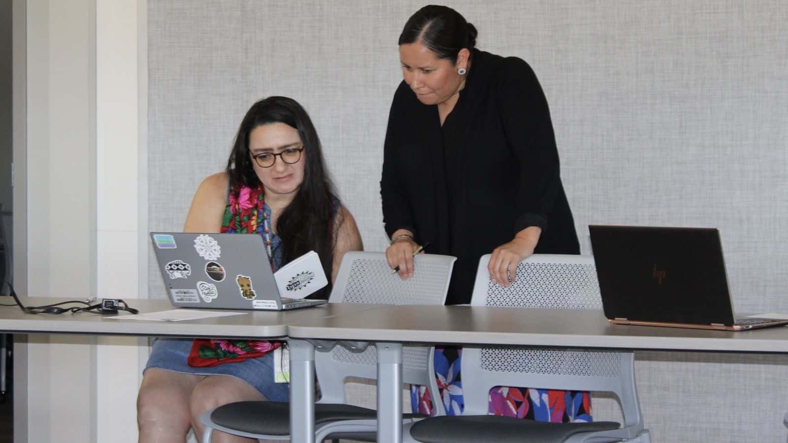 Incoming IPAC Chairperson Billi Jo Behler and incoming BPS Indigenous Education Director Tomi Cimarosti discussed the Memorandum of Understanding with members during a meeting on June 13. (Photo credit/ Adrianna Adame)