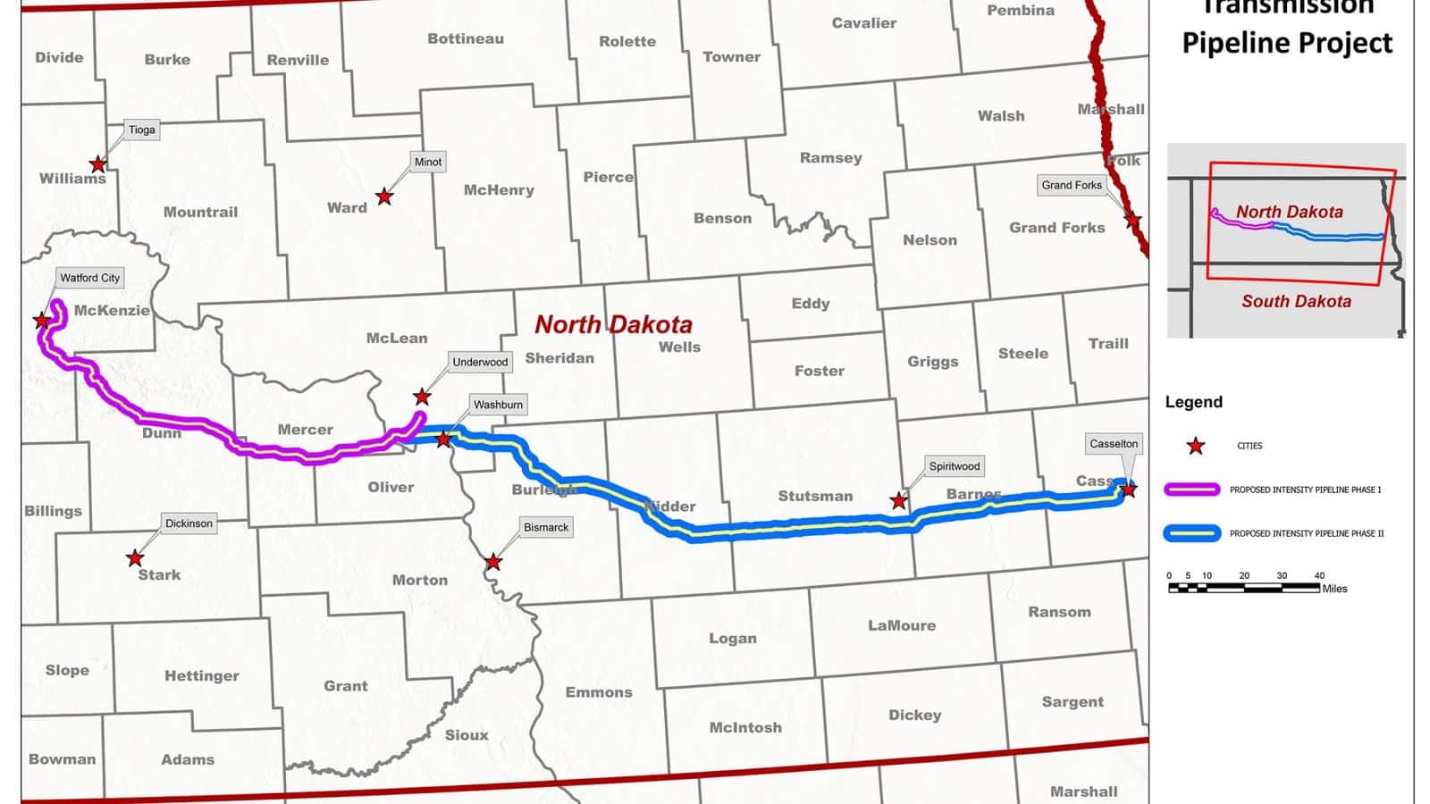 Intensity Infrastructure Partners and Rainbow Energy Center’s proposed gas transmission pipeline route.