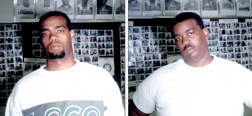 Henry Johnson (left) and Juan Johnson (right), in police photos taken at the time of their arrest for a murder they did not commit. The two brothers spent 11 years together in a maximum security prison. Capital News Service photo illustration with photos courtesy Dan Stohr.