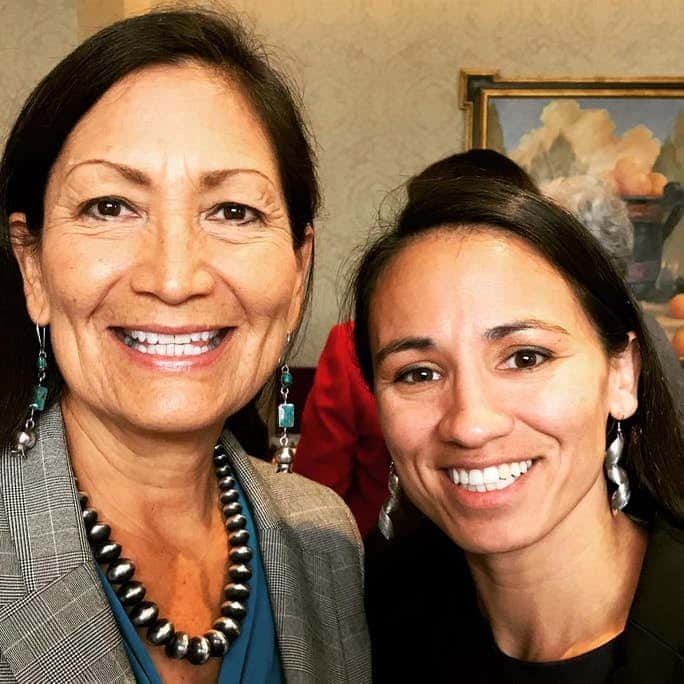 The first in Congress? Candidates Deb Haaland, New Mexico, and Sharice Davids, Kansas. (Twitter photo)