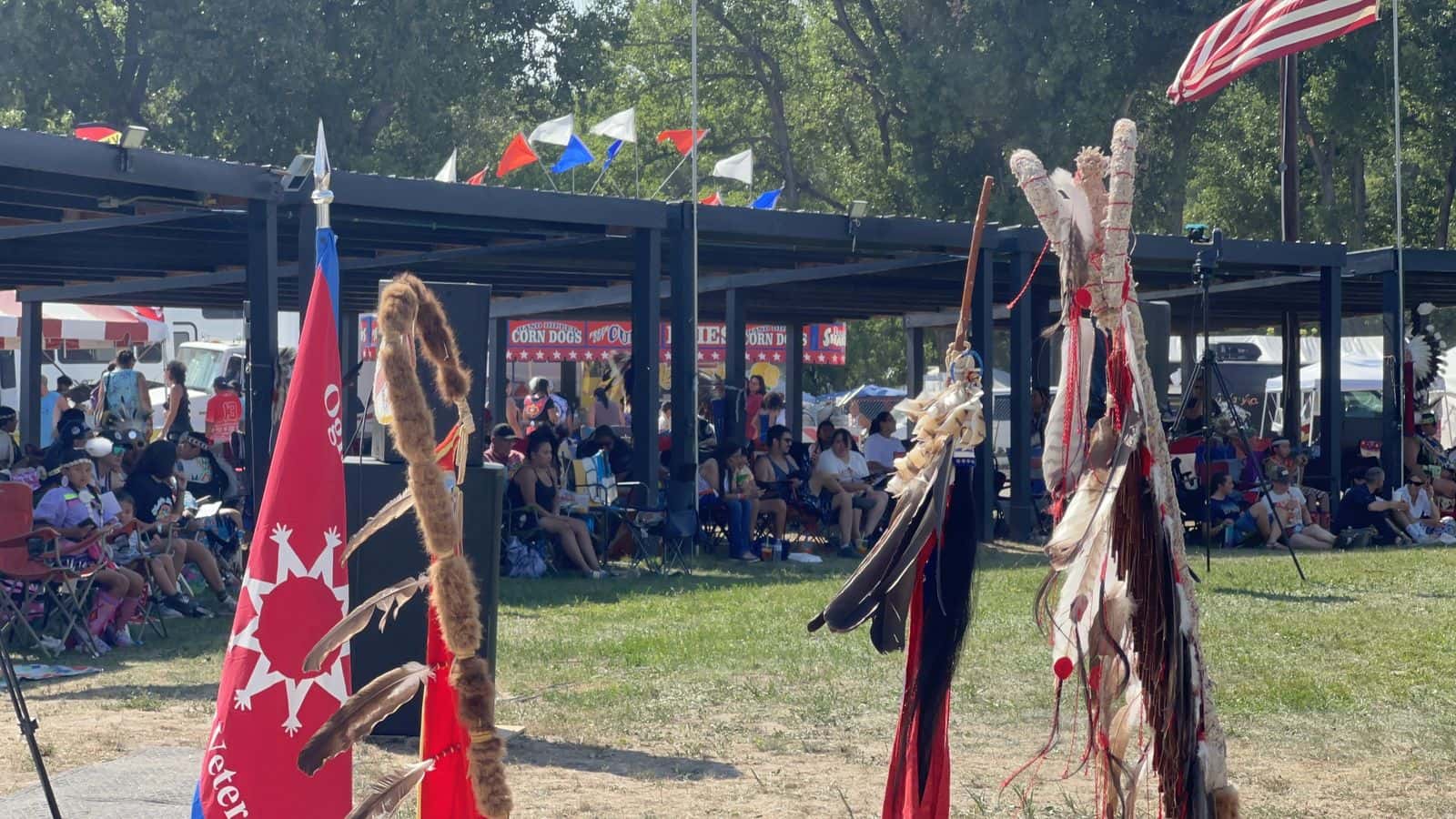 The fatal shooting of a man during the Oglala Nation Wacipi occurred between the powwow arena and a vendor on Friday evening, Aug. 2. (Photo Credit/Jodi Rave Spotted Bear)