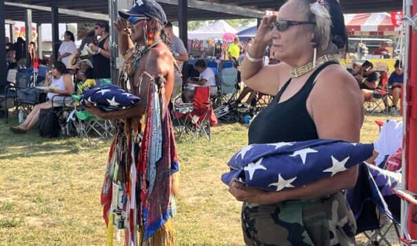 Veterans and all other participants resumed their activities Saturday, Aug. 3 after a Friday night shooting near the dance arena during the annual Oglala Nation Wacipi in Pine Ridge, S.D.
(Photo credit/ Jodi Rave Spotted Bear)