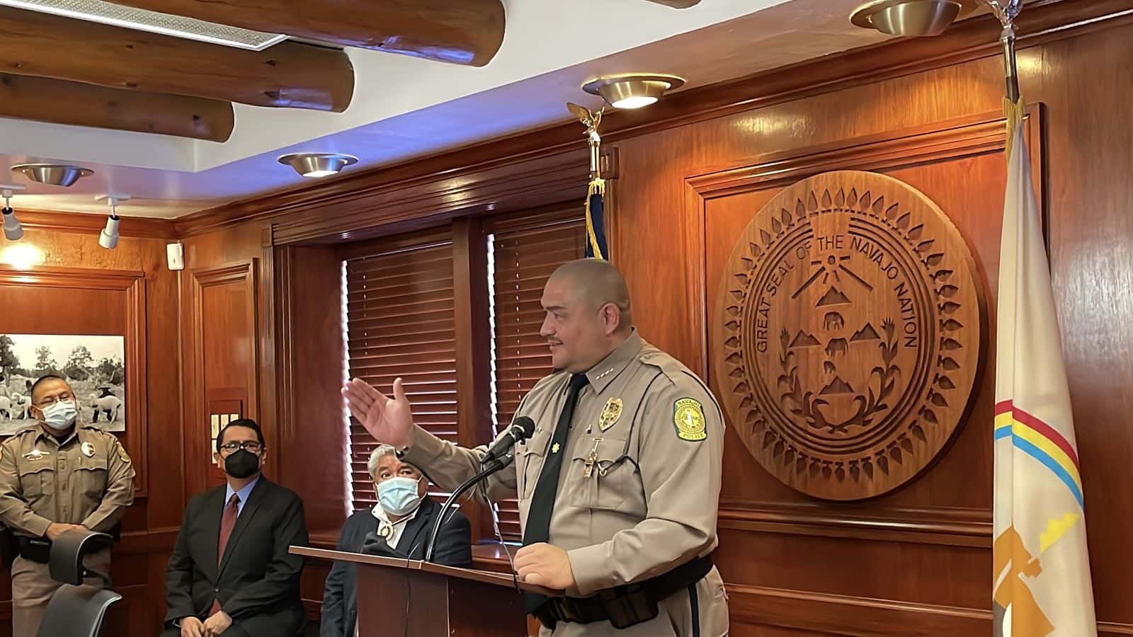 Newly sworn-in Chief of Police Daryl Noon knows there are many challenges ahead in his new position but he is confident he can overcome them. He was sworn-in on January 3, 2022 in Window Rock, Arizona. (Photo by Pauly Denetclaw, ICT)
Indian Country Today