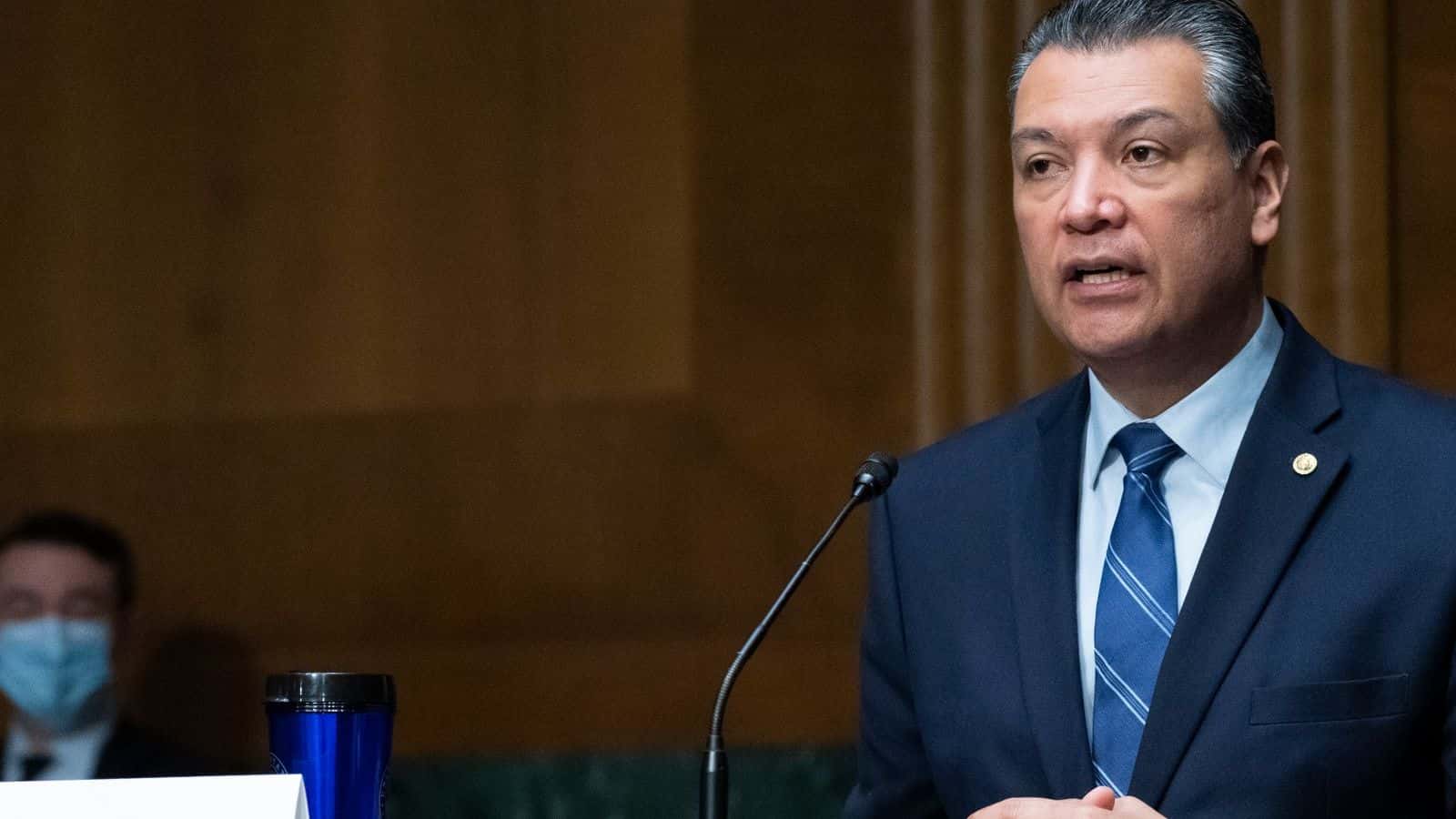 Sen. Alex Padilla, D-Calif., speaks during a Senate Health, Education, Labor and Pensions confirmation hearing for Julie Su to be the Labor Secretary, on Capitol Hill, Thursday, April 20, 2023, in Washington. (AP Photo, Alex Brandon)