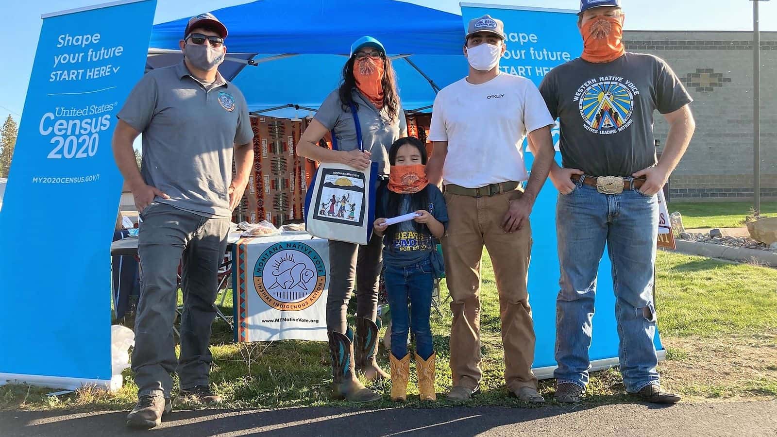 To help relatives fill out forms for the Decennial Census, Western Native Voice organizers set up drive-through sites in Northern Plains tribal communities. In late September 2020, they observed pandemic protocols. The non-profit offered $100-cash prize drawings to respondents. It is credited among myriad partners of the U.S. Census Bureau for a successful headcount in the midst of a public health crisis. PHOTO CREDIT: Western Native Voice