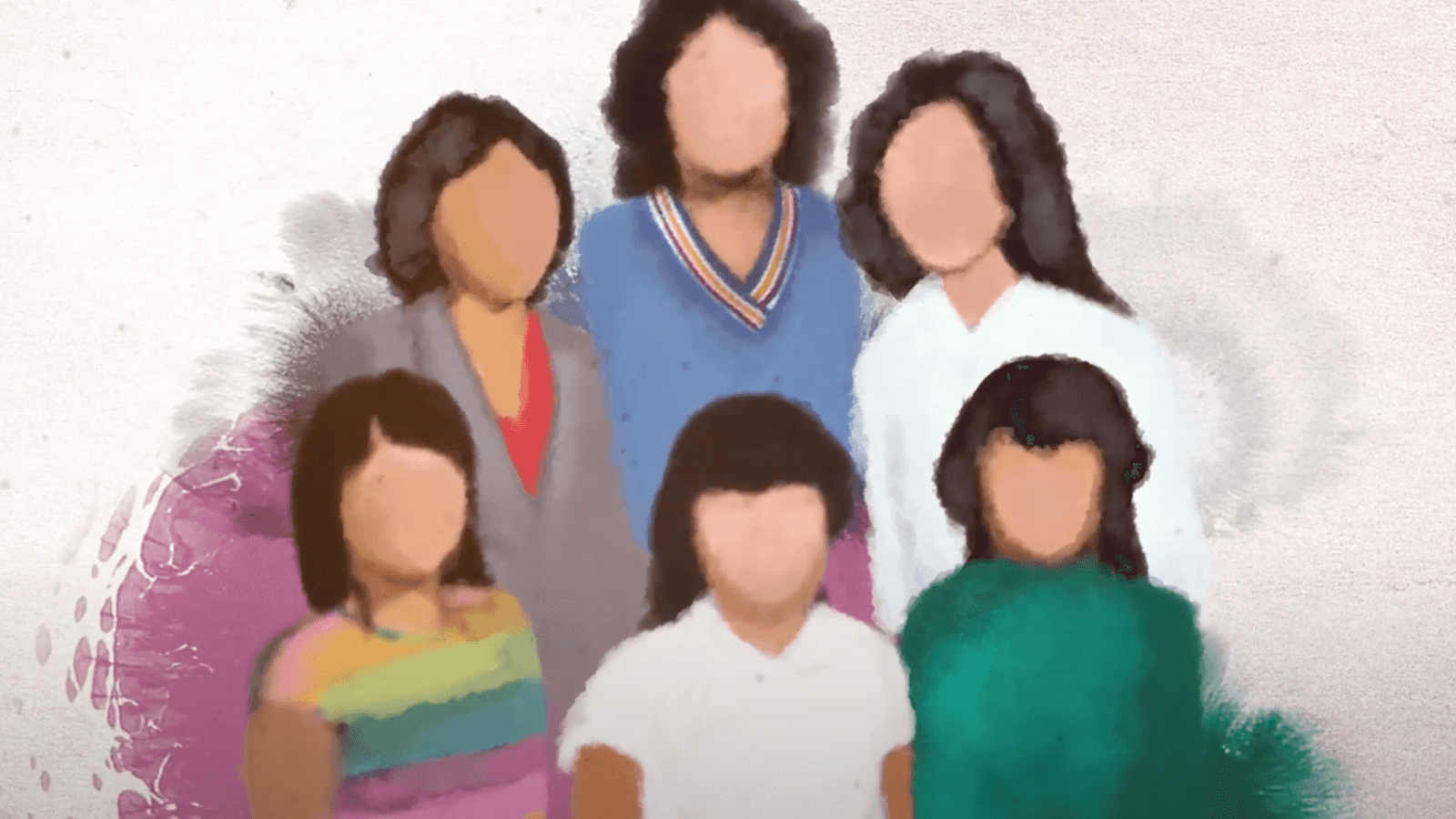 A still from the documentary "Who She Is" depicts Sheila Hughes’s family portrait. Hughes was murdered in 1996. (Art: Jonathan Thunder)