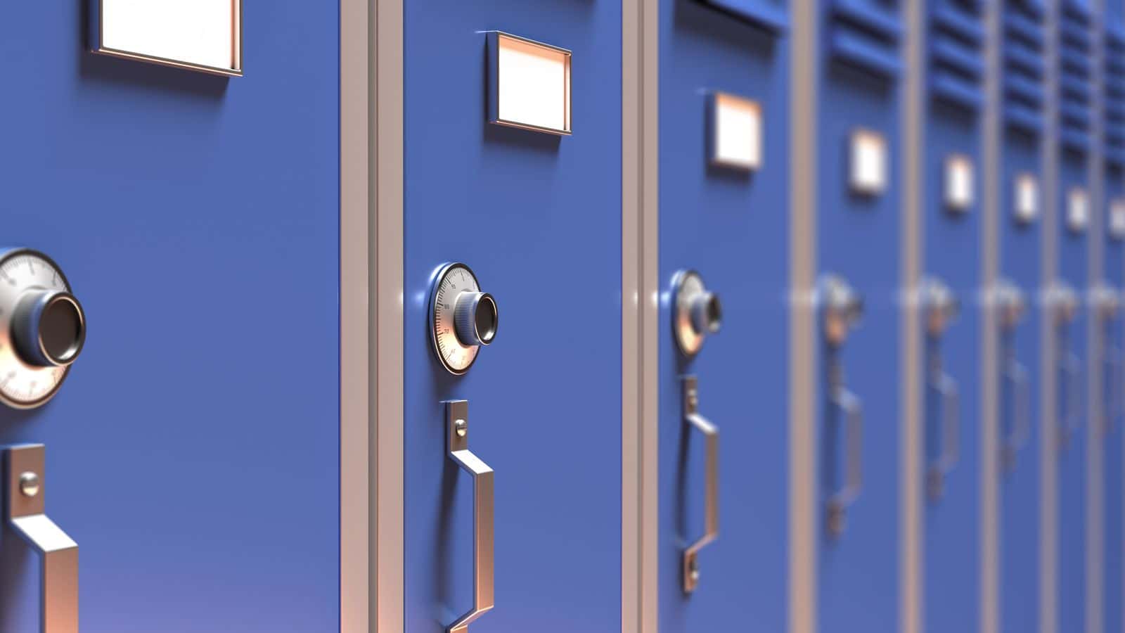 Stock photo of school lockers. May not be republished without licensing from Envato.
