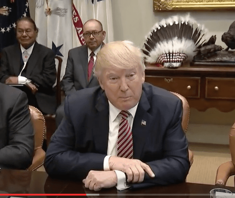 President Donald J. Trump meets with tribal leaders for Energy Week. He calls the Medicaid cuts will be great for everybody. (White House photo via YouTube.