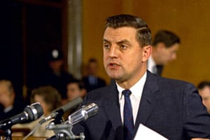 Sen. Walter Mondale, D-Minn., who would later go on to become vice president, was tapped by President Lyndon B. Johnson to help push through legislation to undo segregated housing patterns in the U.S. (Charles Tasnadi/AP Photo)