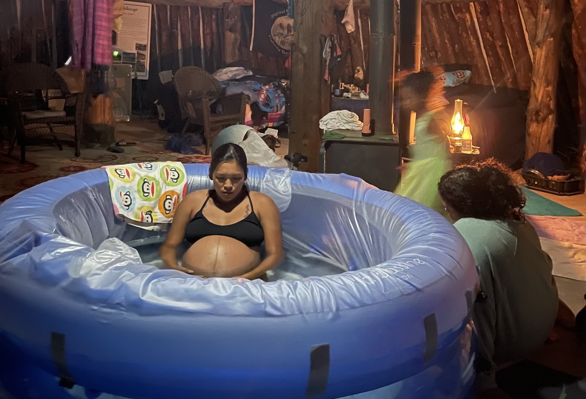Dallis Rencountre, Sisseton Wahpeton Oyate, gave birth in her grandfather's traditional Dakota earth lodge in Granite Falls, Minnesota. (Photo courtesy of Dallis Rencountre)