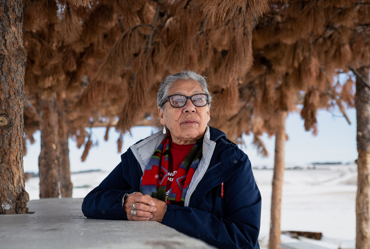 A photo of Lakota matriarch Madonna Thunder Hawk by Eunice Straight Head in Wounded Knee, South Dakota. (Photo courtesy of Eunice Straight Head).