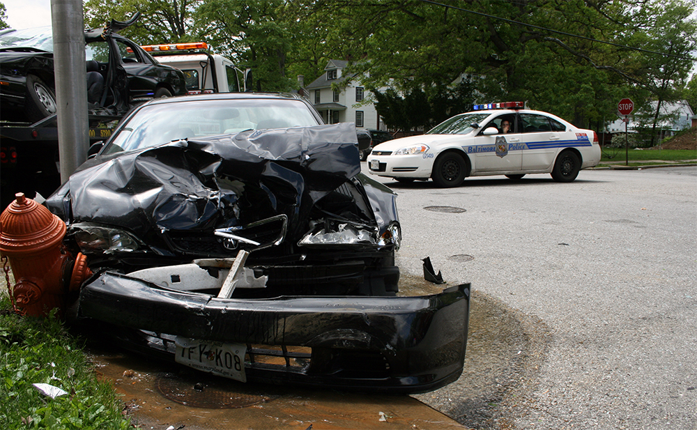 Omar Burley's crashed Acura in 2010