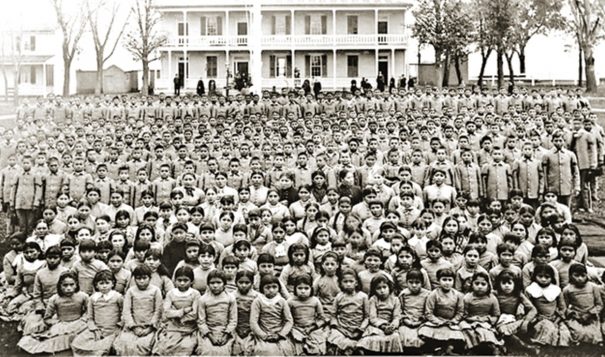 The Carlisle Indian Industrial School in Pennsylvania (c. 1900) was one of many boarding schools sponsored by government and religious groups to “civilize” Indian children that had been taken from their families and communities.